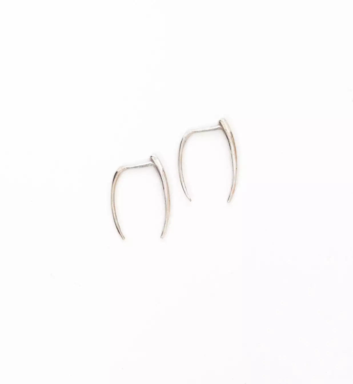 White Gold Infinite Tusk Earrings