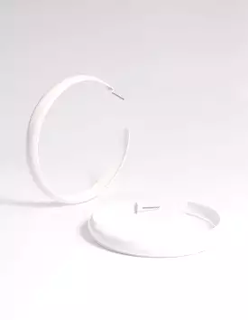 White Rubber Coated 60mm Hoop Earrings