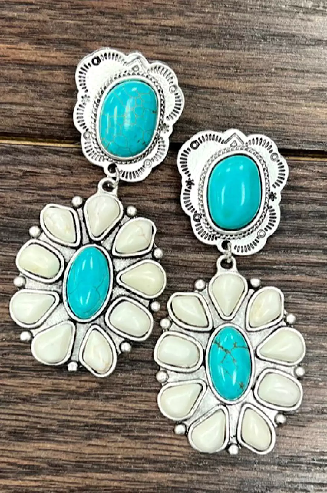 White Turquoise Navajo Earrings