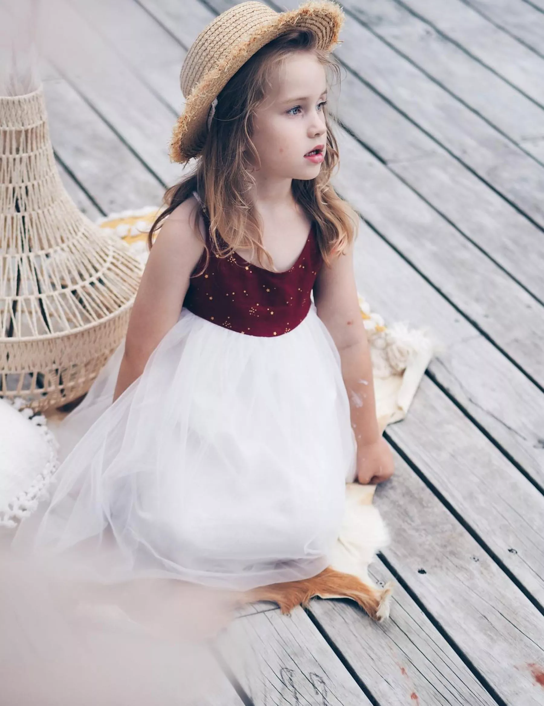 Willa Linen Tutu Dress - Golden Stars