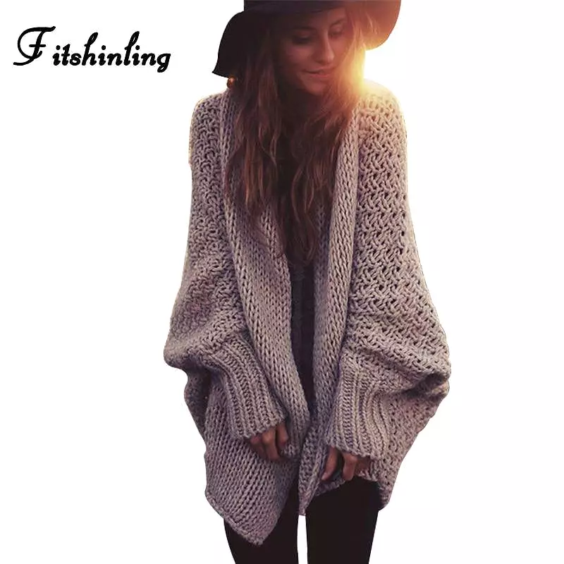 Winter Cardigans For Women Oversize Batwing Sleeves Long Cardigan