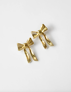 Wolf Circus Ruby Bow Stud Earrings in Gold