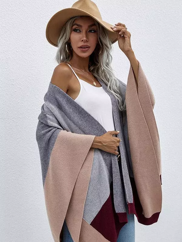 Women Plaid Oversized Loose Poncho