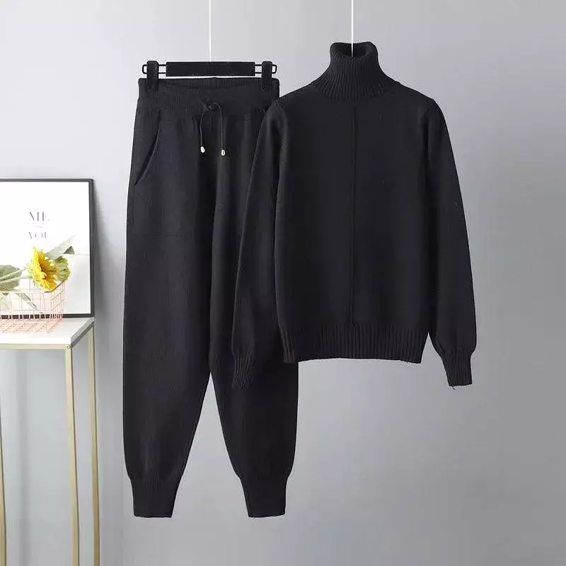 Women Turtleneck Harem Pants Sweater Set