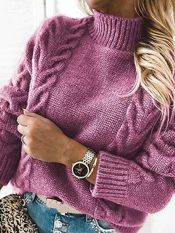 Women's Chunky Knit Turtleneck Pullover Sweater