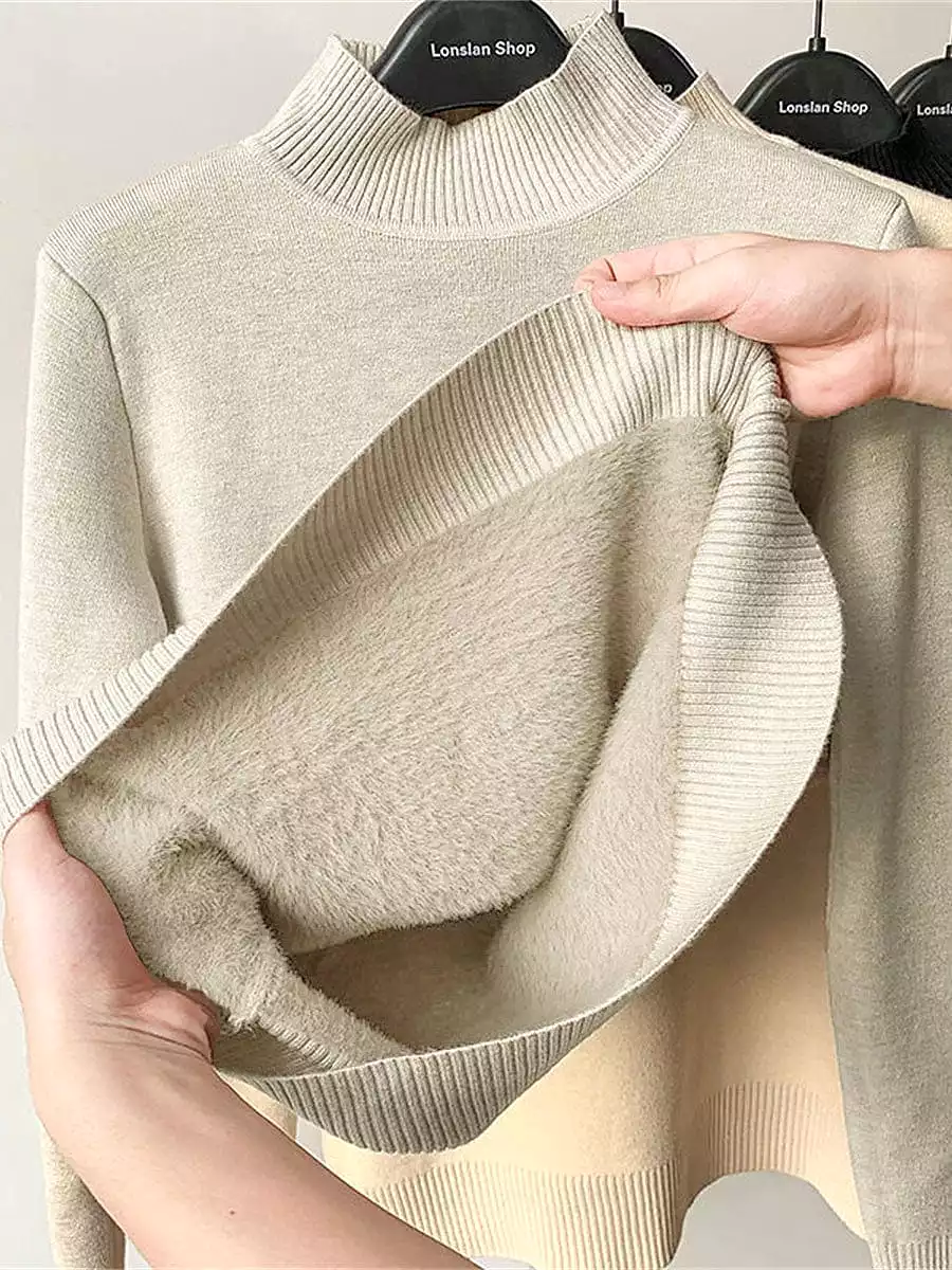 Women's Chunky Turtleneck Oversized Sweater with Ribbed Knit