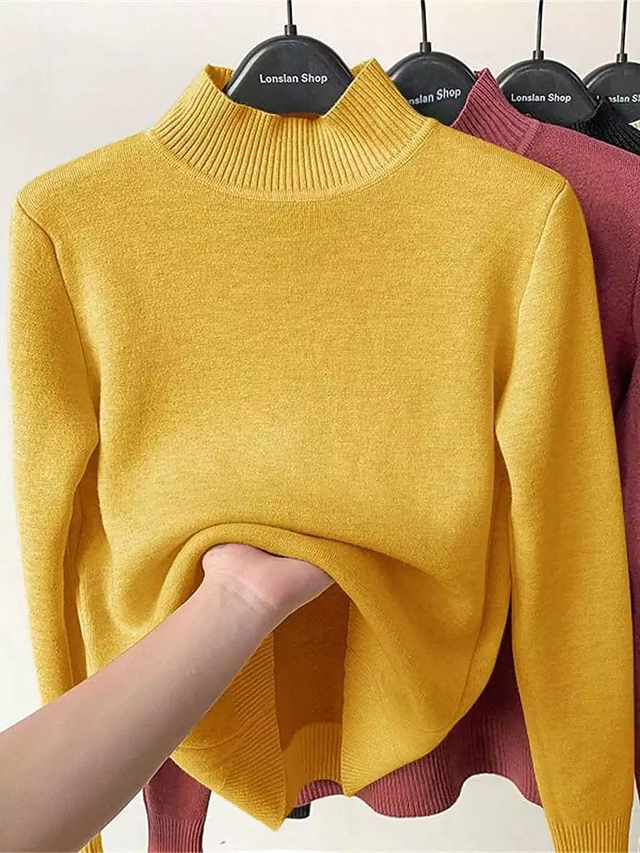 Women's Chunky Turtleneck Oversized Sweater with Ribbed Knit