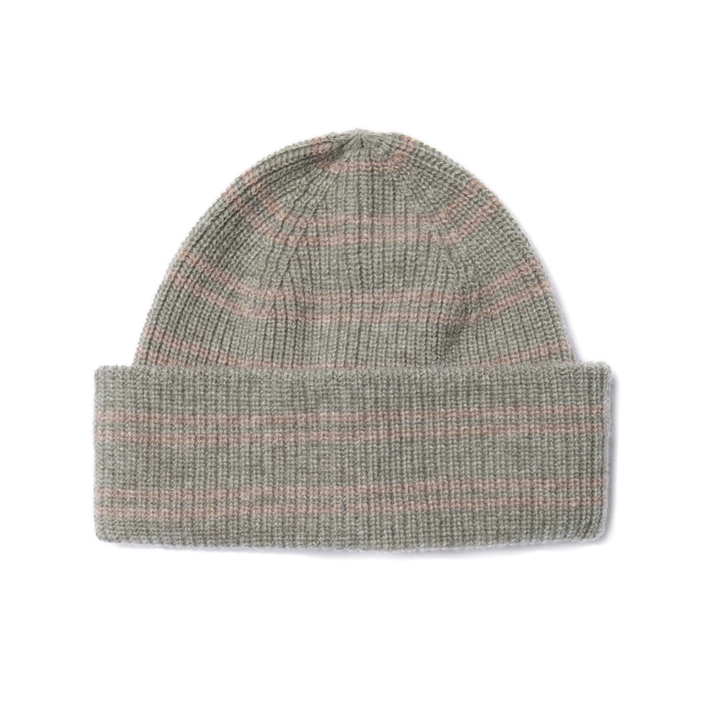 Wool Stripe Beanie Green Melange