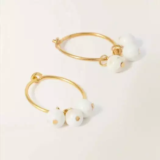 Zazou gold plate earrings with white howlite stones